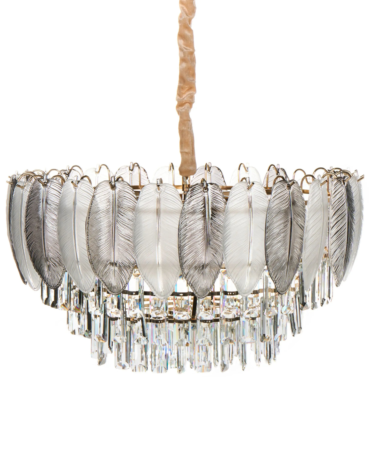 Chandelier Brass Metal and Glass Crystals 50 cm Pendant Lamp Glamour Style Beliani