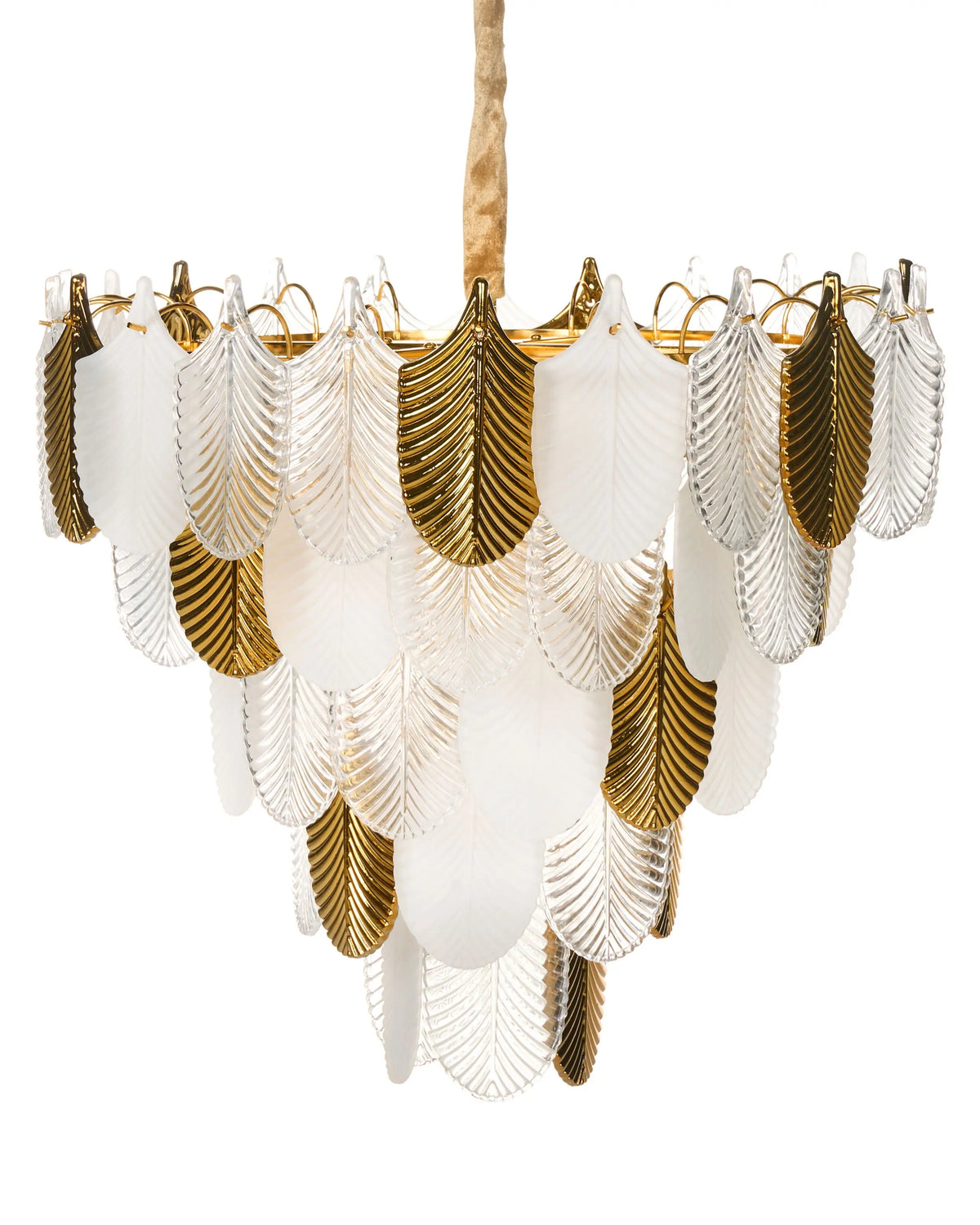 Chandelier Brass Metal and Glass Crystals 46 cm Pendant Lamp Glamour Style Beliani
