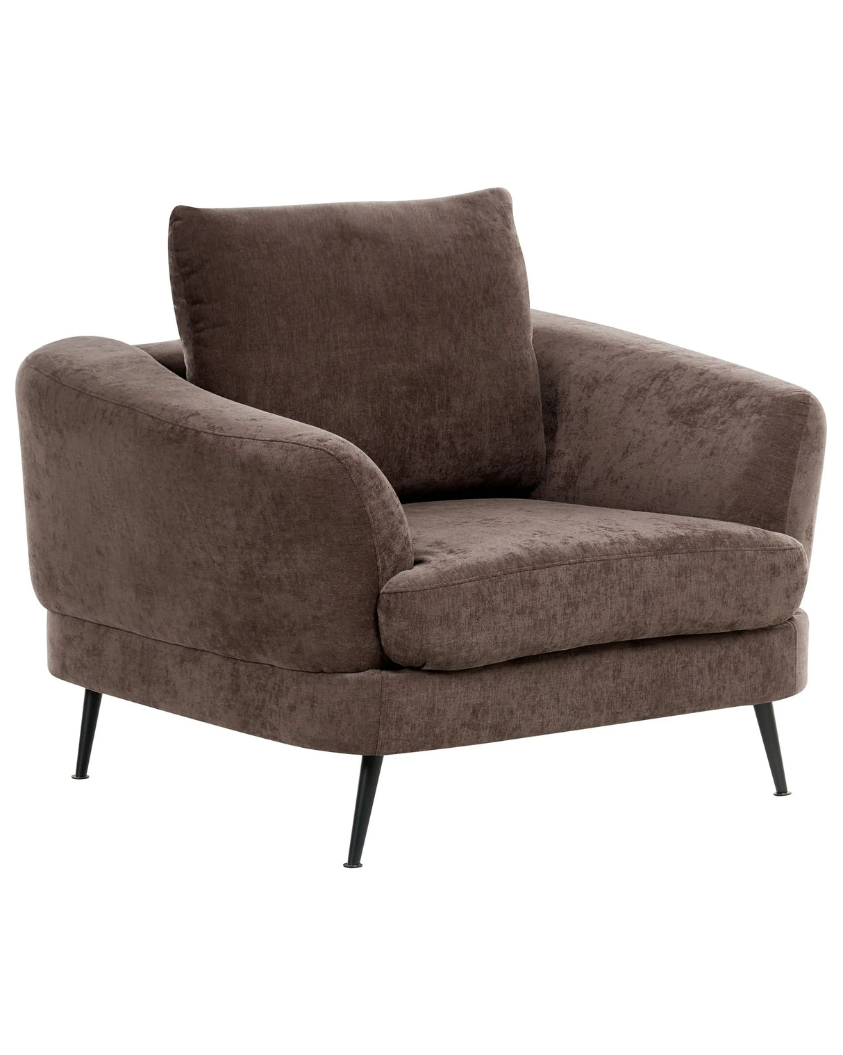 Armchair Dark Brown Chenille Upholstery Iron Legs with Armrests Living Room Reading Corner Modern Style Beliani