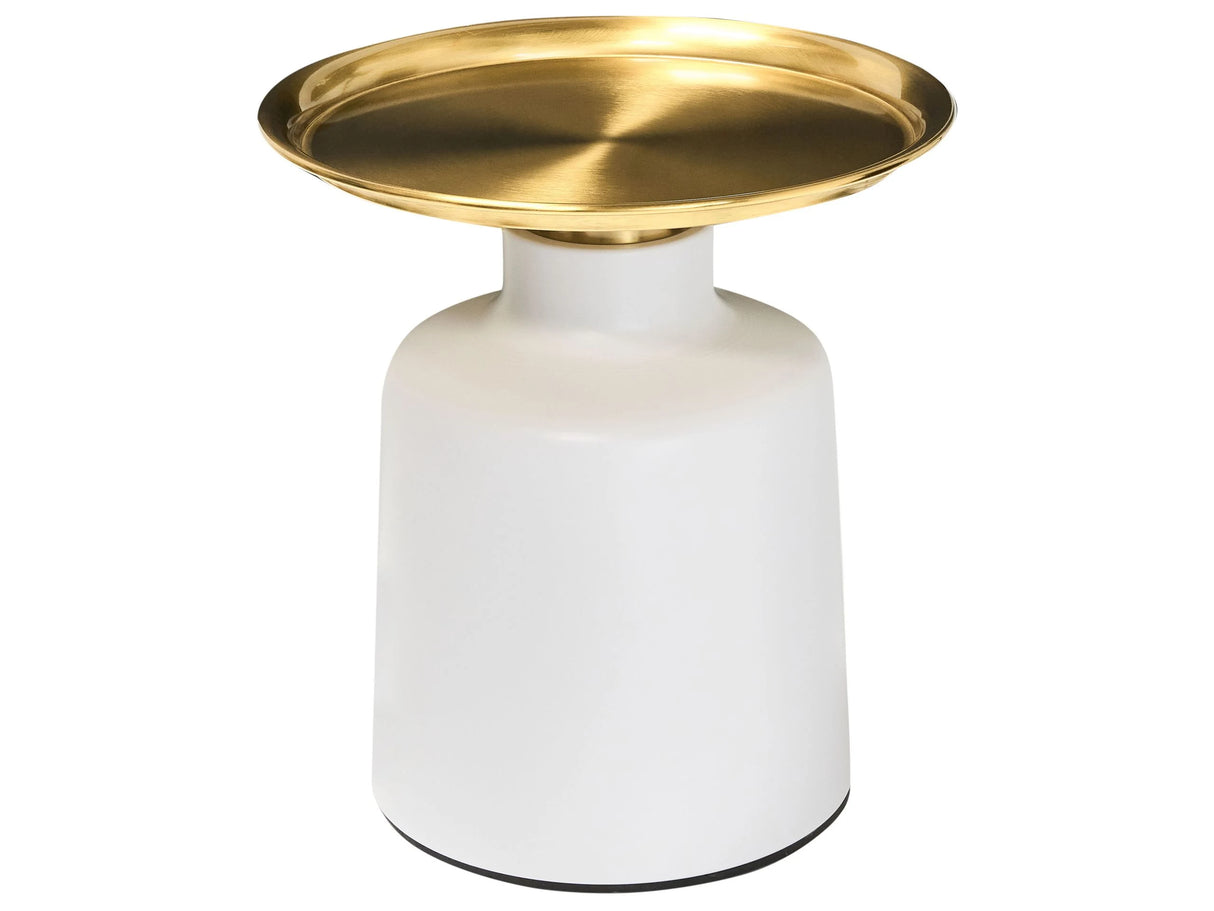 Side Table White and Gold Metal Small Coffee Table End Table Glamour Style Beliani
