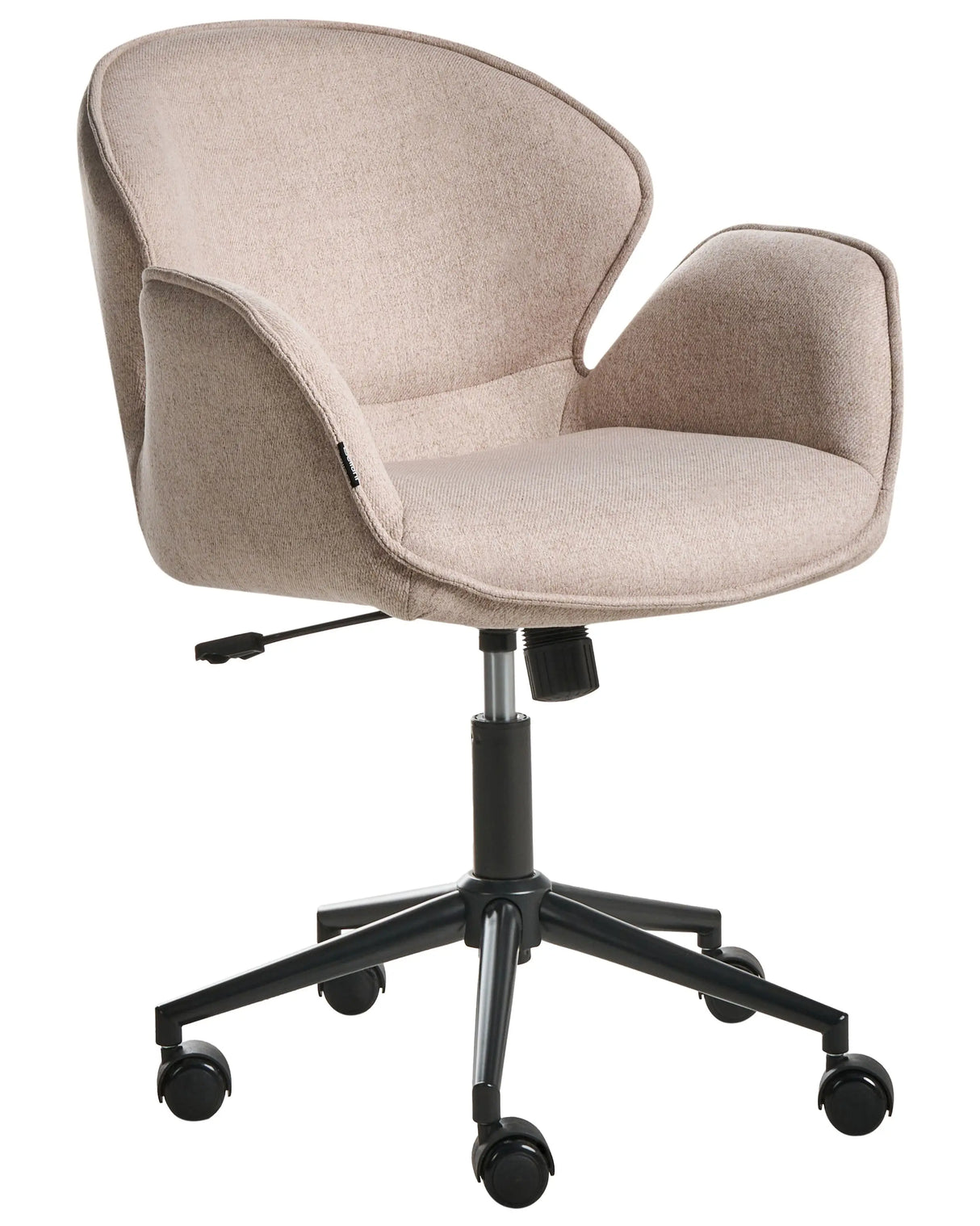 Office Chair Taupe Polyester Fabric Black Metal Frame Upholstered Swivel Function Adjustable Office Furniture Beliani