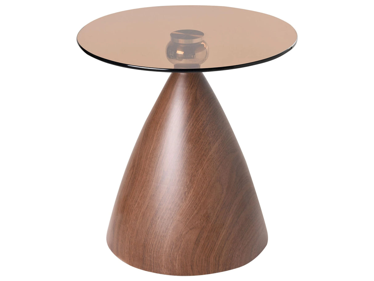 Side Table Brown Metal Tempered Glass Top Small Coffee Table End Table Glamour Style Beliani