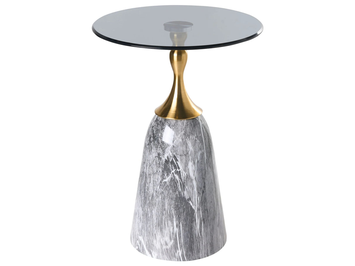 Side Table Grey Metal Tempered Glass Top Marble Effect Small Coffee Table End Table Glamour Style Beliani