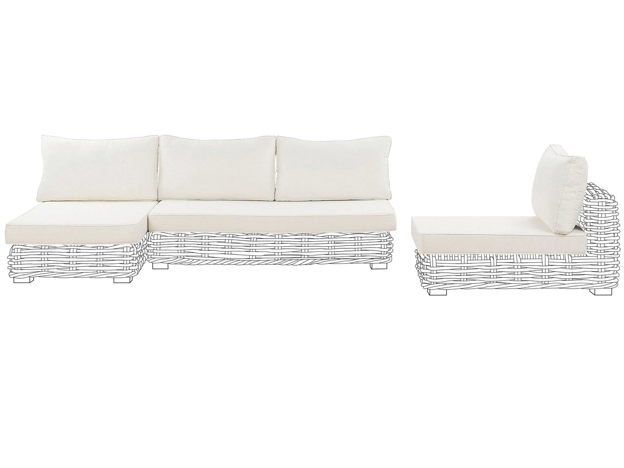 Outdoor Cushion Cover Set Off-White Fabric Sofa Seat Back Side Pillow Cases Beliani