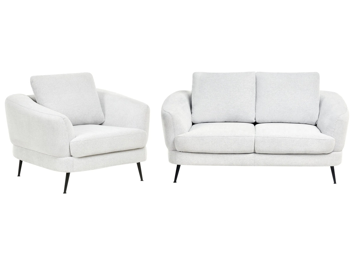 3 Seater Sofa Set Off-White Fabric Upholstery Iron Legs with Armrests Living Room Modern Style Beliani