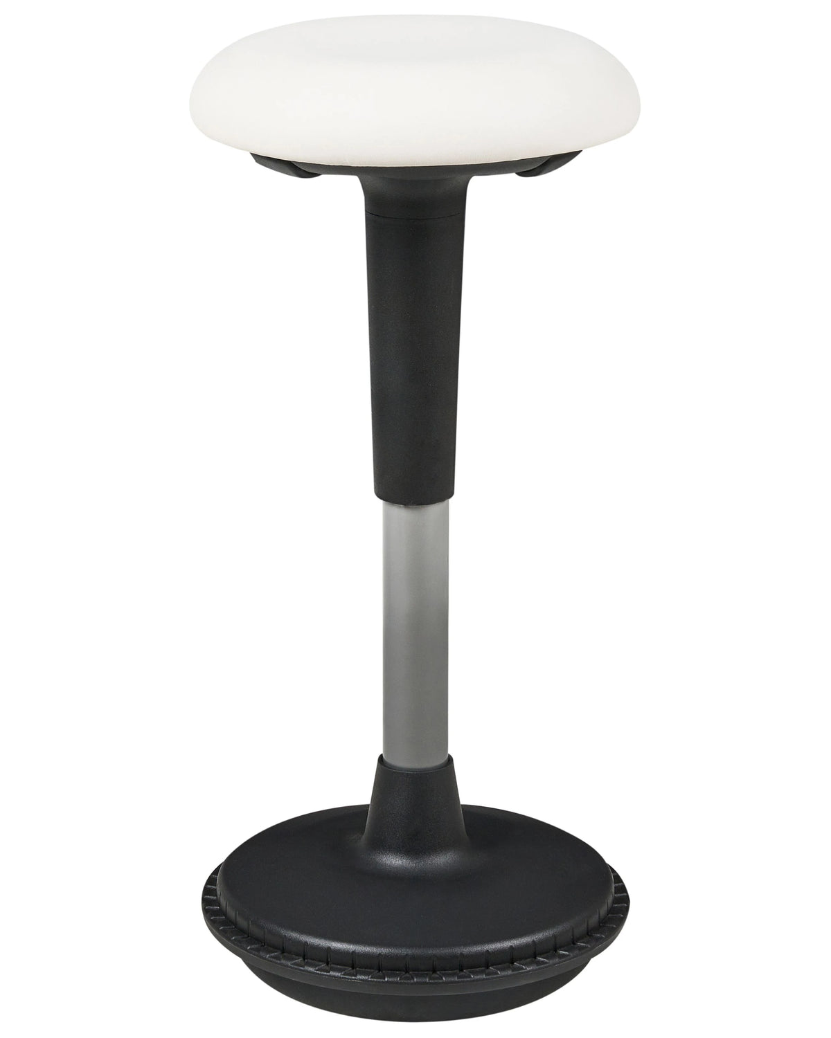 Office Wobble Stool White Faux Leather Metal Frame Upholstered Adjustable Height Office Furniture Beliani