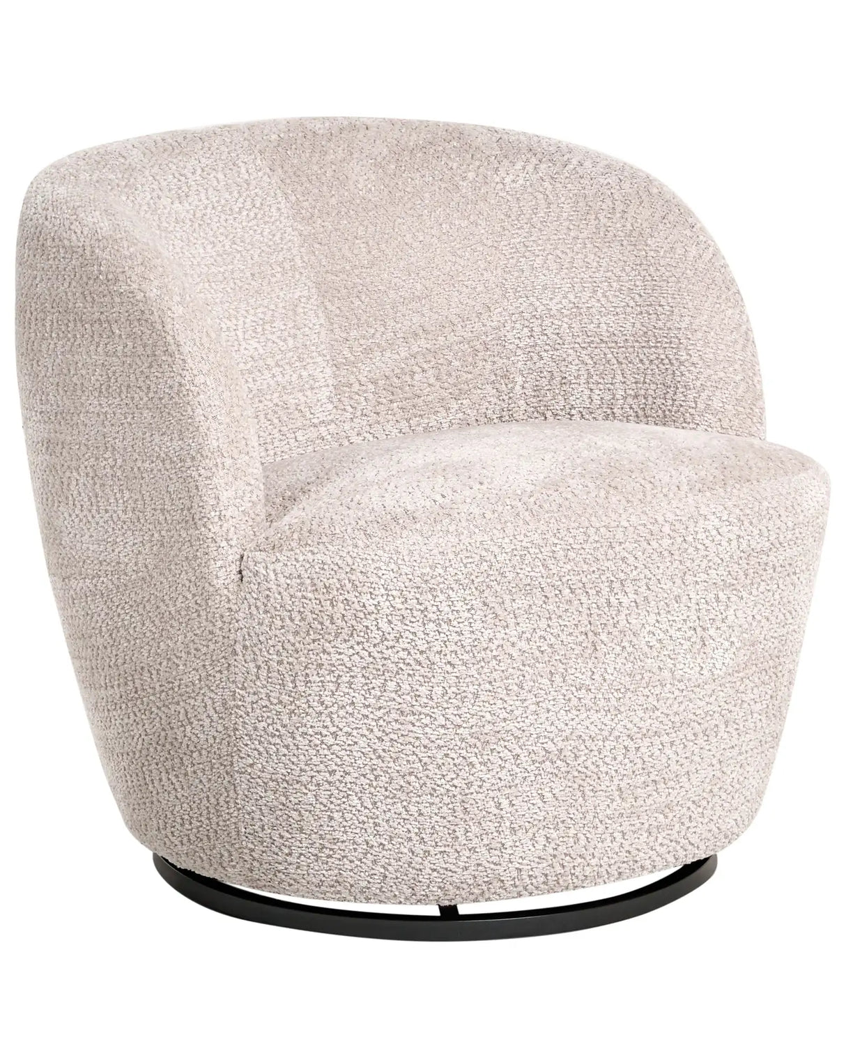 Swivel Armchair Beige Chenille Upholstery with Armrests Wide Seat Living Room Modern Beliani