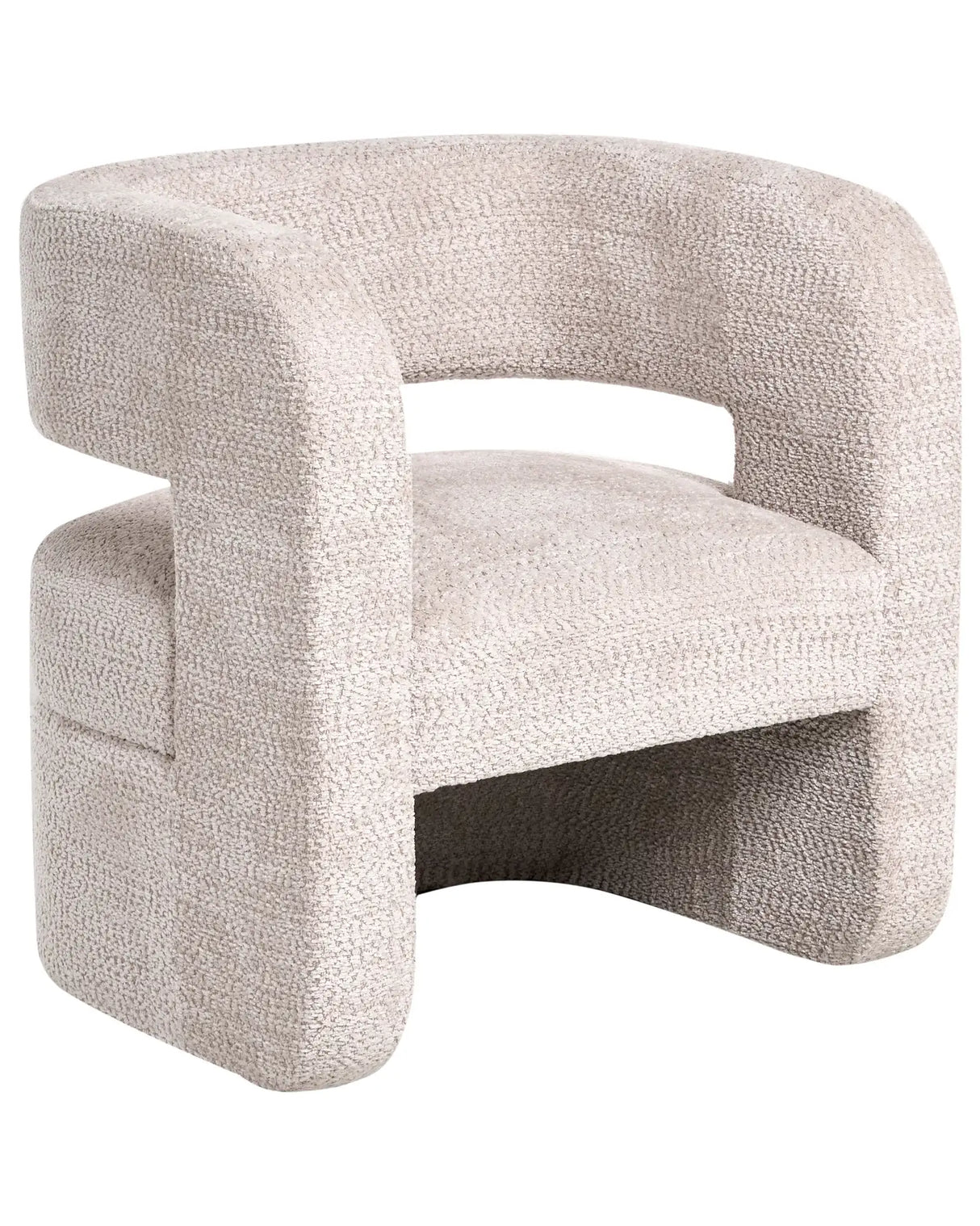 Armchair Beige Polyester Chenille Upholstery with Armrests Wide Seat Living Room Modern Beliani