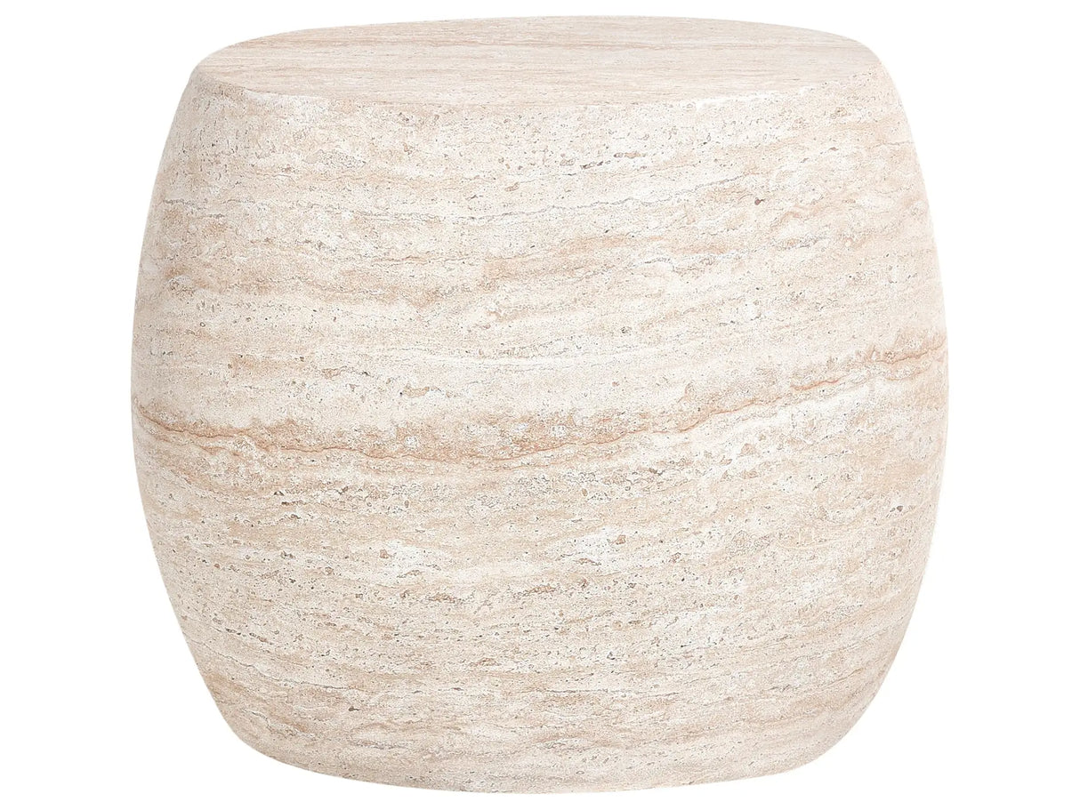 Side Table Beige Travertine Effect Top Veneer Stone-like Modern Design Living Room Beliani