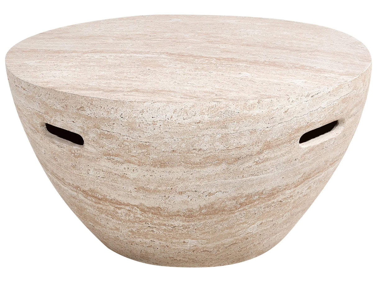 Side Table Beige Travertine Effect Top Veneer Stone-like Modern Design Living Room Beliani