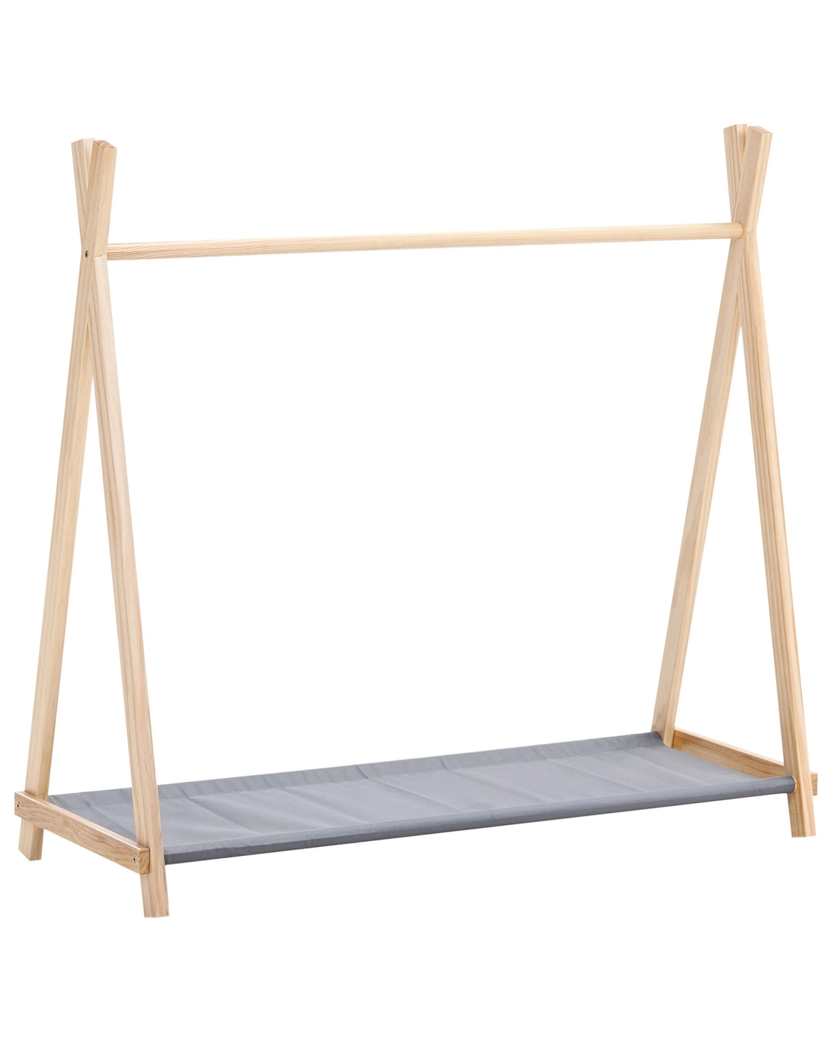 Kids Clothing Rack Light Brown Pine Wood Polyester Teepee Storage Kids Room Beliani