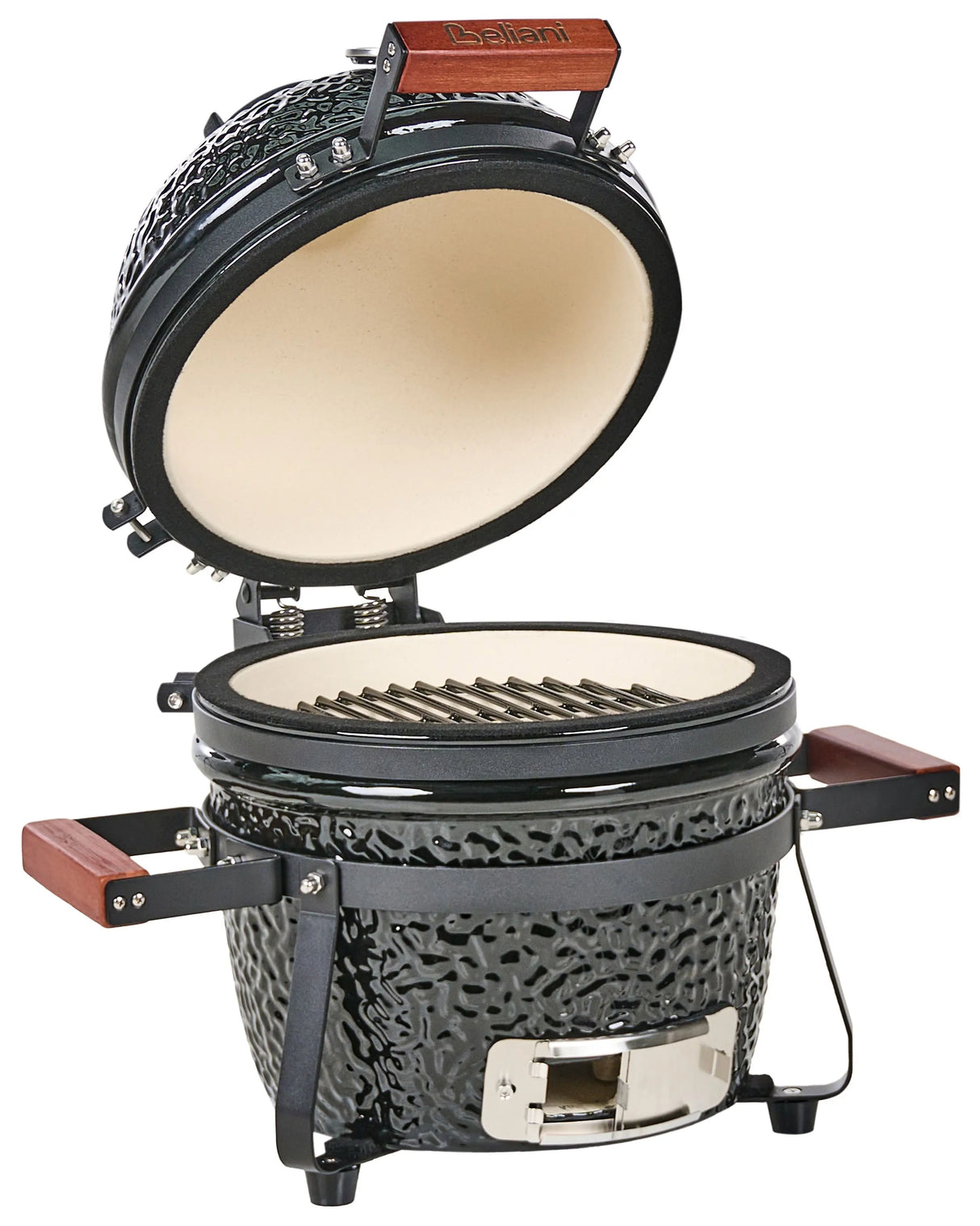 Charcoal Grill Black Ceramic Kamado Style BBQ with Lid and Thermometer Cooking Grate Beliani
