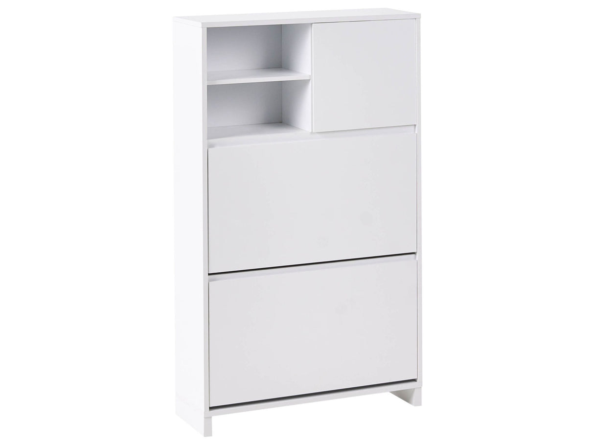 Shoe Storage Cabinet White Particle Board 3 Compartments Scandinavian Design Hallway Beliani