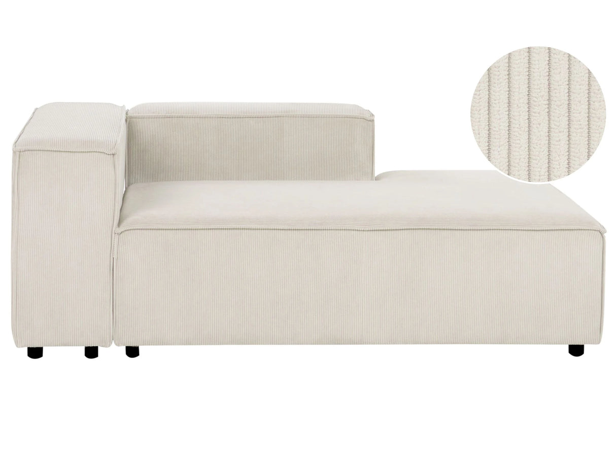Chaise Lounge Off White Cord Upholstery Synthetic Legs Left Hand Modern Living Room Beliani