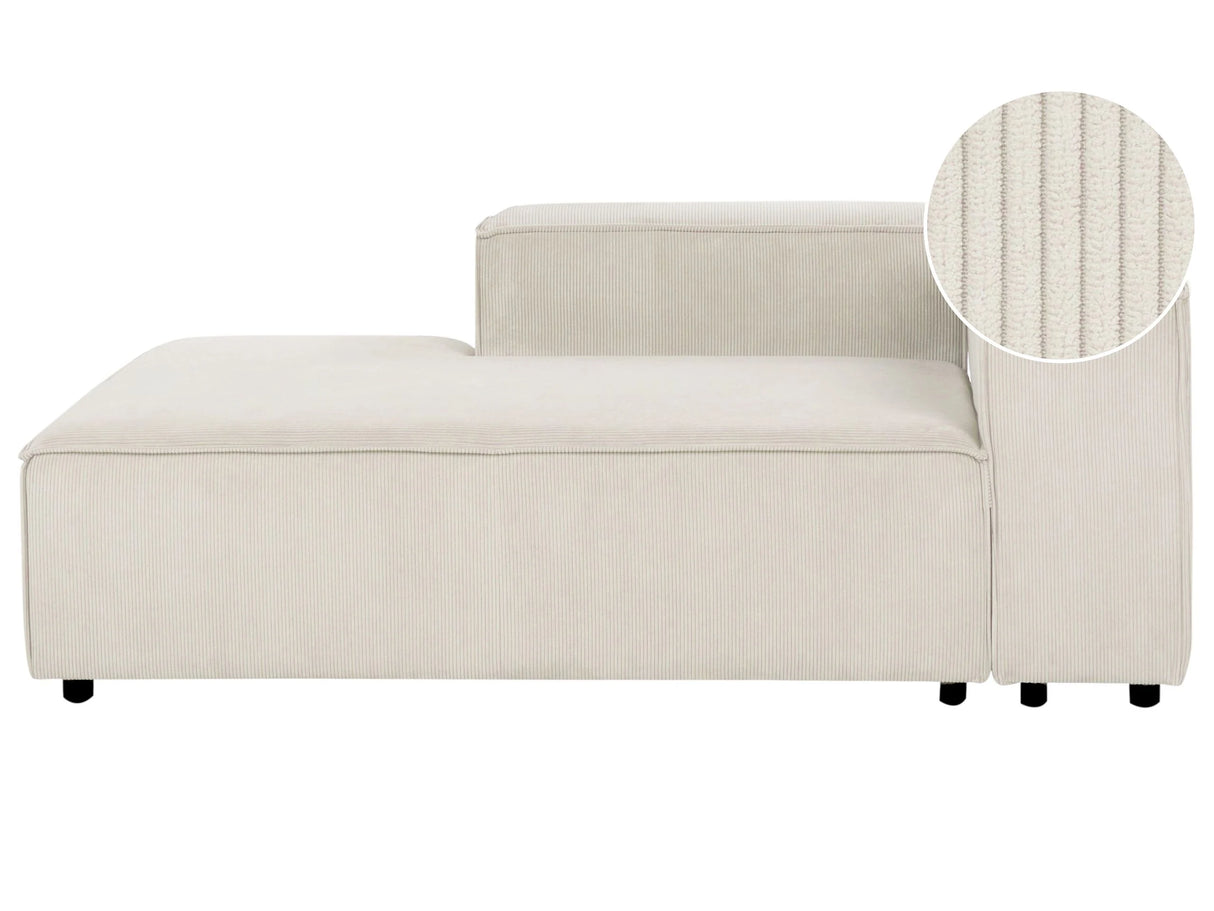 Chaise Lounge Off White Cord Upholstery Synthetic Legs Right Hand Modern Living Room Beliani