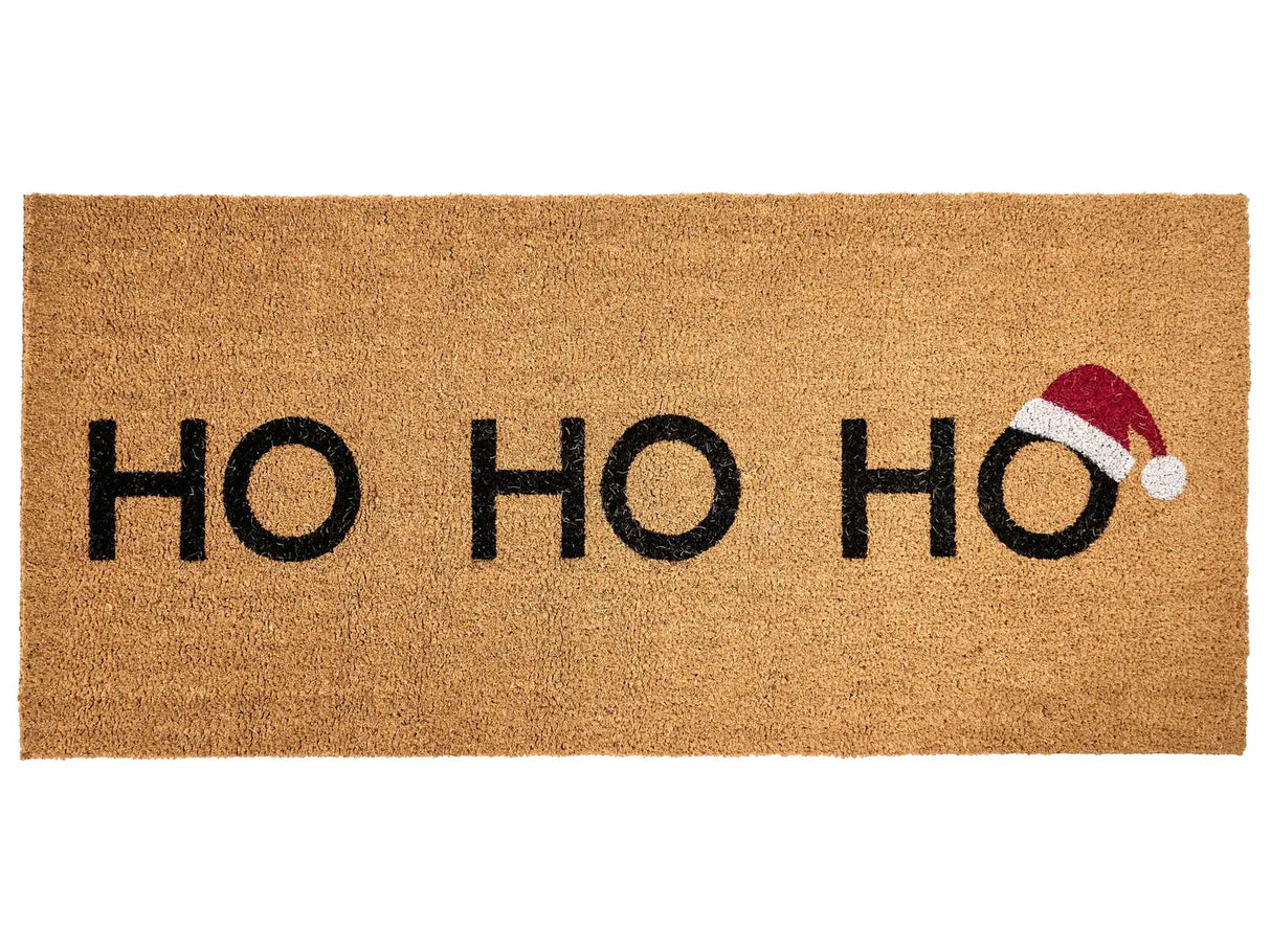 Doormat Natural Coir with Rubber Bottom 55 x 120 cm Xmas Christmas Merry Christmas Festive Motif Anti Slip Beliani