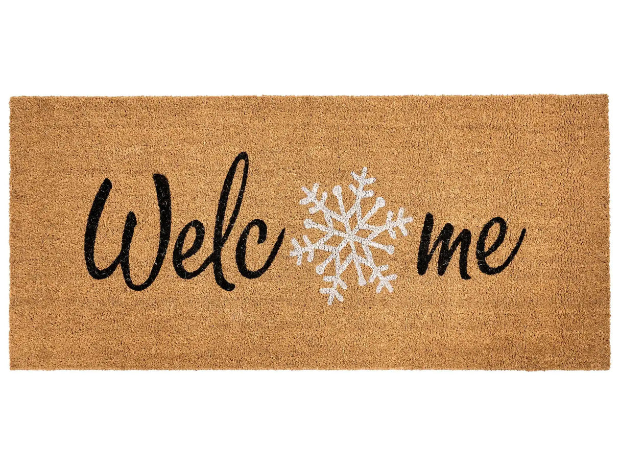 Doormat Natural Coir with Rubber Bottom 55 x 120 cm Xmas Christmas Christmas Festive Motif Anti Slip Beliani