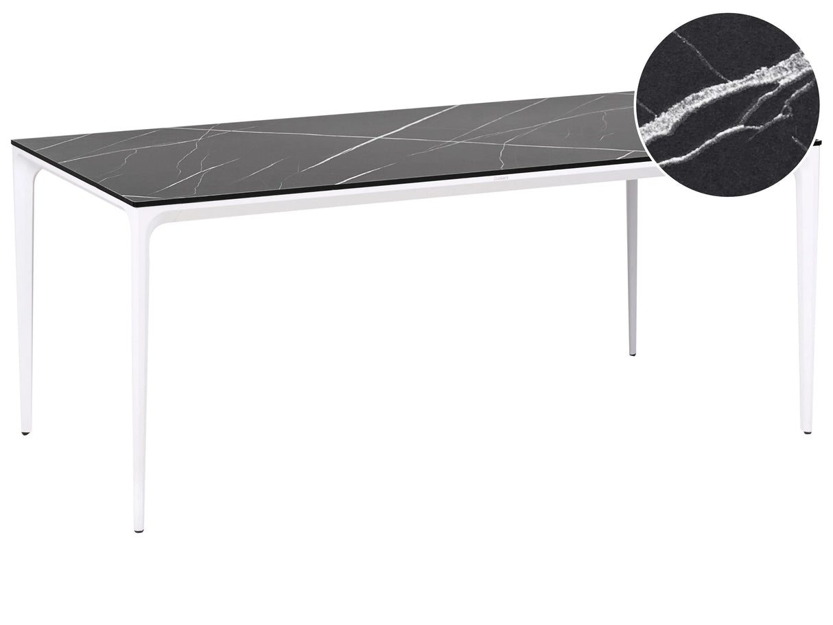 Garden Dining Table Black Marble HPL Top White Aluminium Frame UV Water Rust Resistant Outdoor Patio Modern Style Beliani
