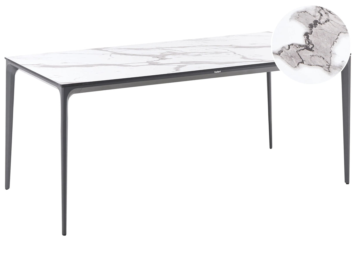 Garden Dining Table Dark Grey with White Marble HPL Top Aluminium Frame UV Water Rust Resistant Outdoor Patio Modern Style Beliani
