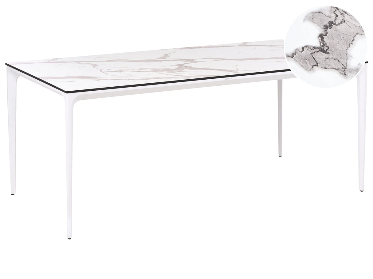 Garden Dining Table White Marble HPL Top White Aluminium Frame UV Water Rust Resistant Outdoor Patio Modern Style Beliani