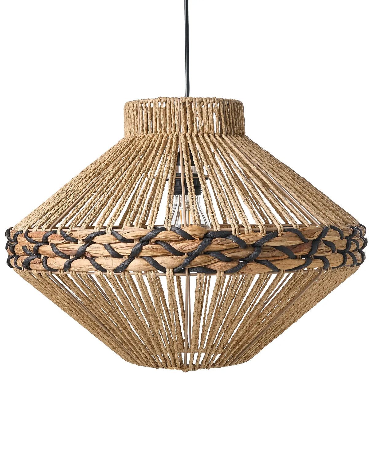 Pendant Lamp Paper Rope Natural Ceiling Light Plaited Shade Dining Room Living Room Boho Style Beliani