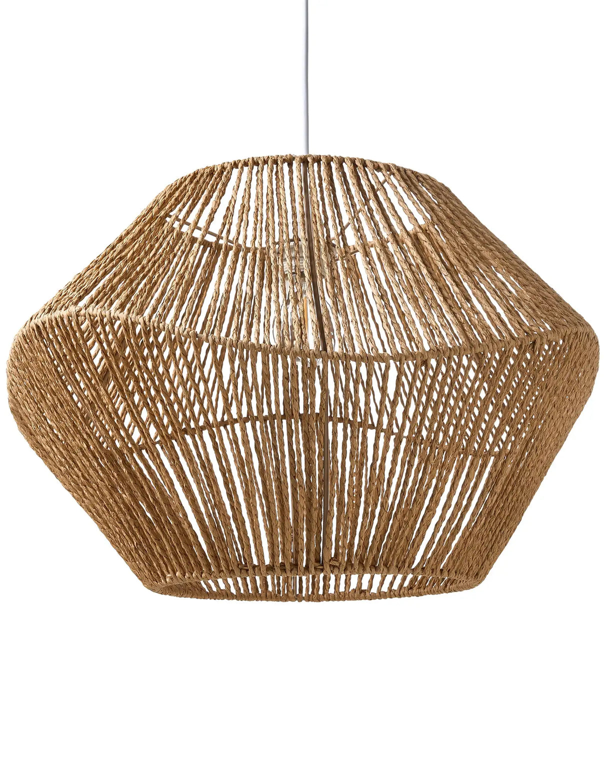 Pendant Lamp Paper Rope Natural Ceiling Light Plaited Shade Dining Room Living Room Boho Style Beliani
