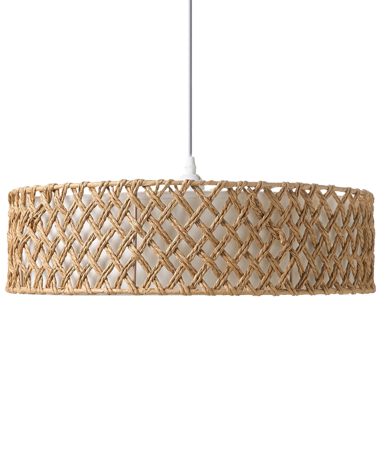 Pendant Lamp Paper Rope Natural Ceiling Light Plaited Shade Dining Room Living Room Boho Style Beliani