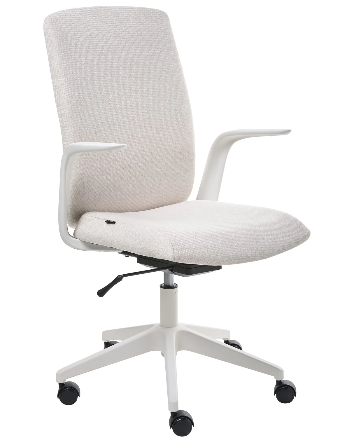 Office Chair Light Beige Polyester Upholstery Adjustable Armrests and Headrest Locking Function Height Adjustment Swivel Base Tilting Backrest Beliani