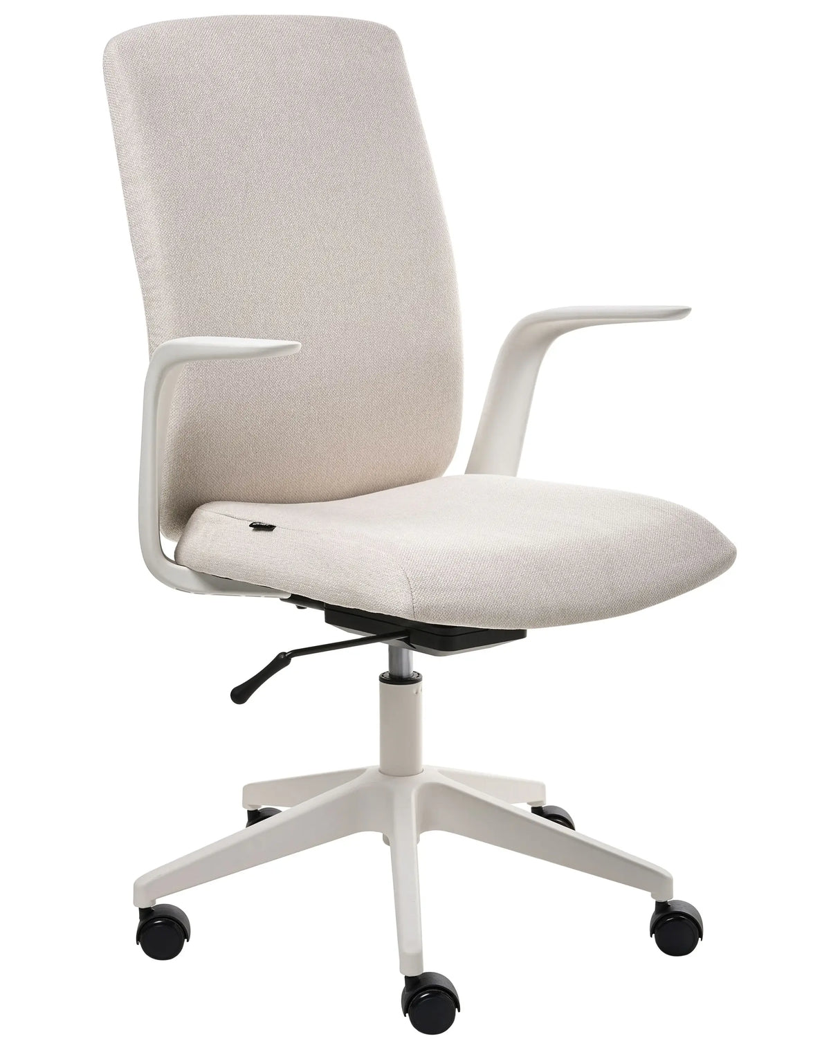 Office Chair Beige Polyester Upholstery Adjustable Armrests and Headrest Locking Function Height Adjustment Swivel Base Tilting Backrest Beliani
