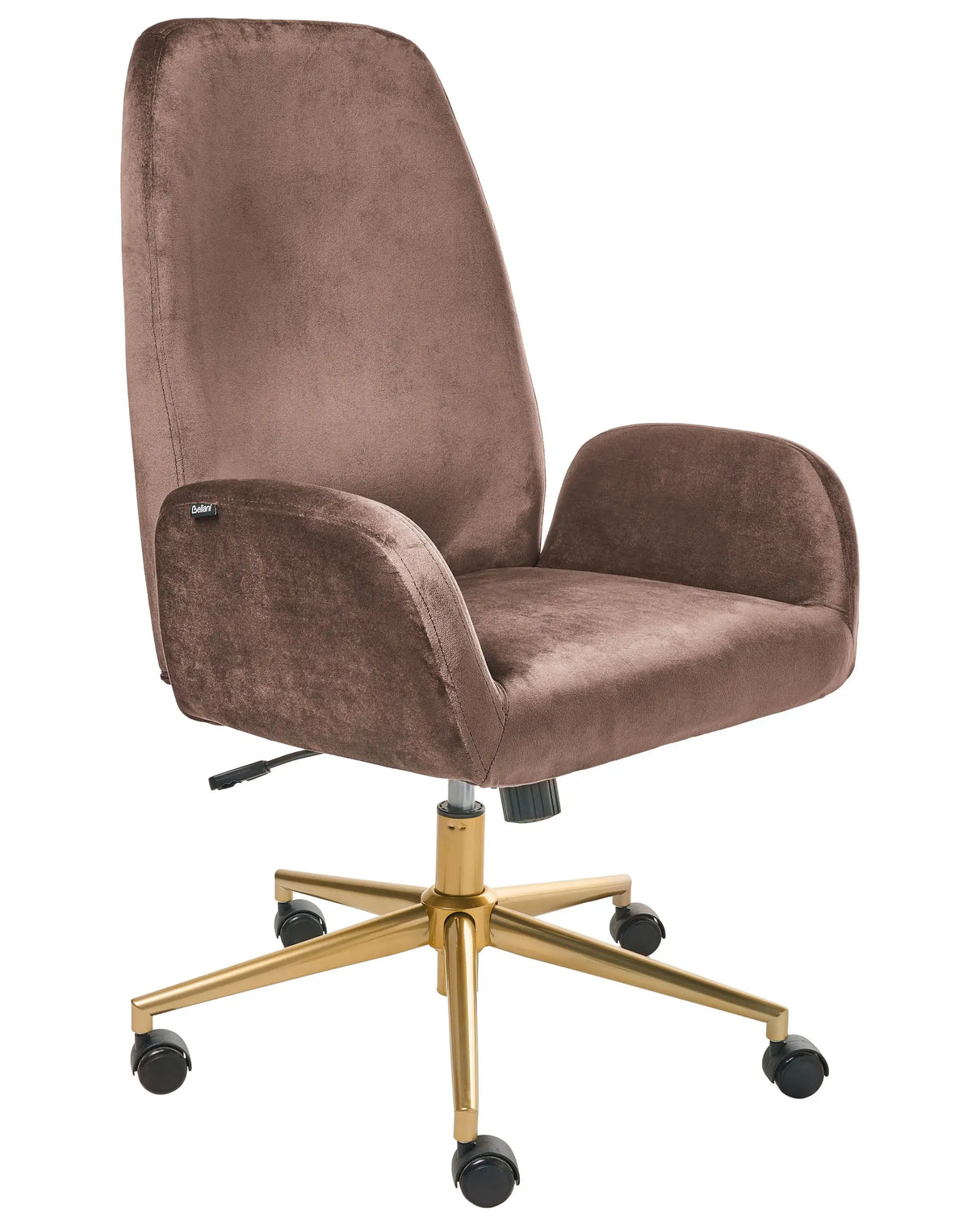 Office Chair Brown Velvet Upholstery Swivel Seat Height Adjustment Beliani