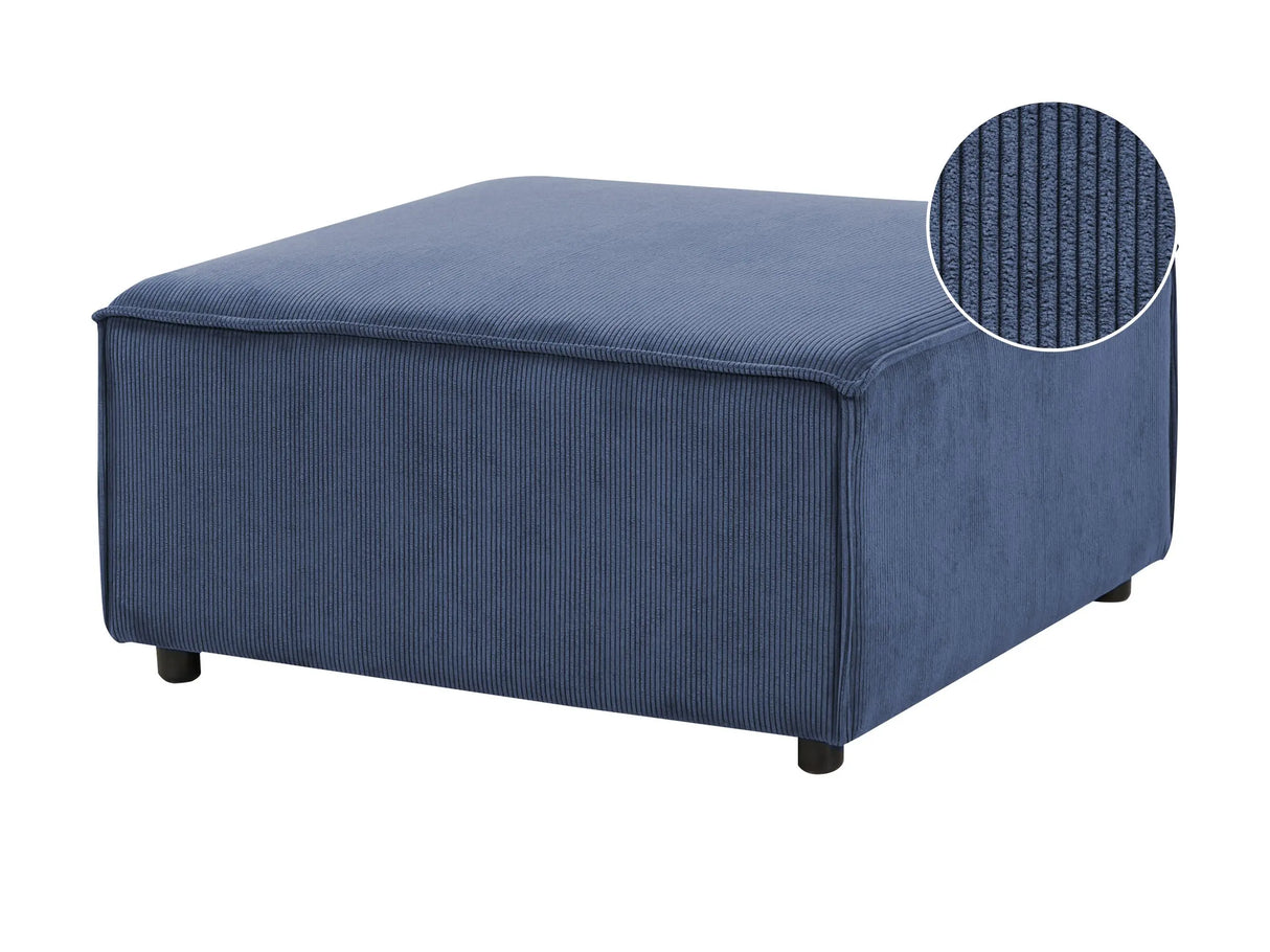 Ottoman Dark Blue Corduroy Upholstered Modular Sofa Element Square Footstool Black Legs Modern Style Beliani