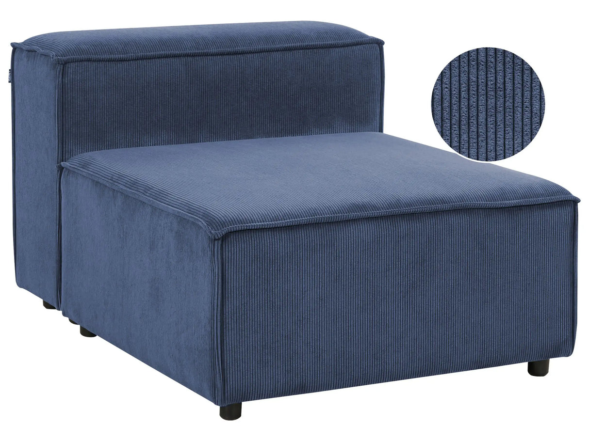 1 Seat Section Dark Blue Corduroy Upholstered Modular Sofa Element Chair Seat Black Legs Modern Style Beliani