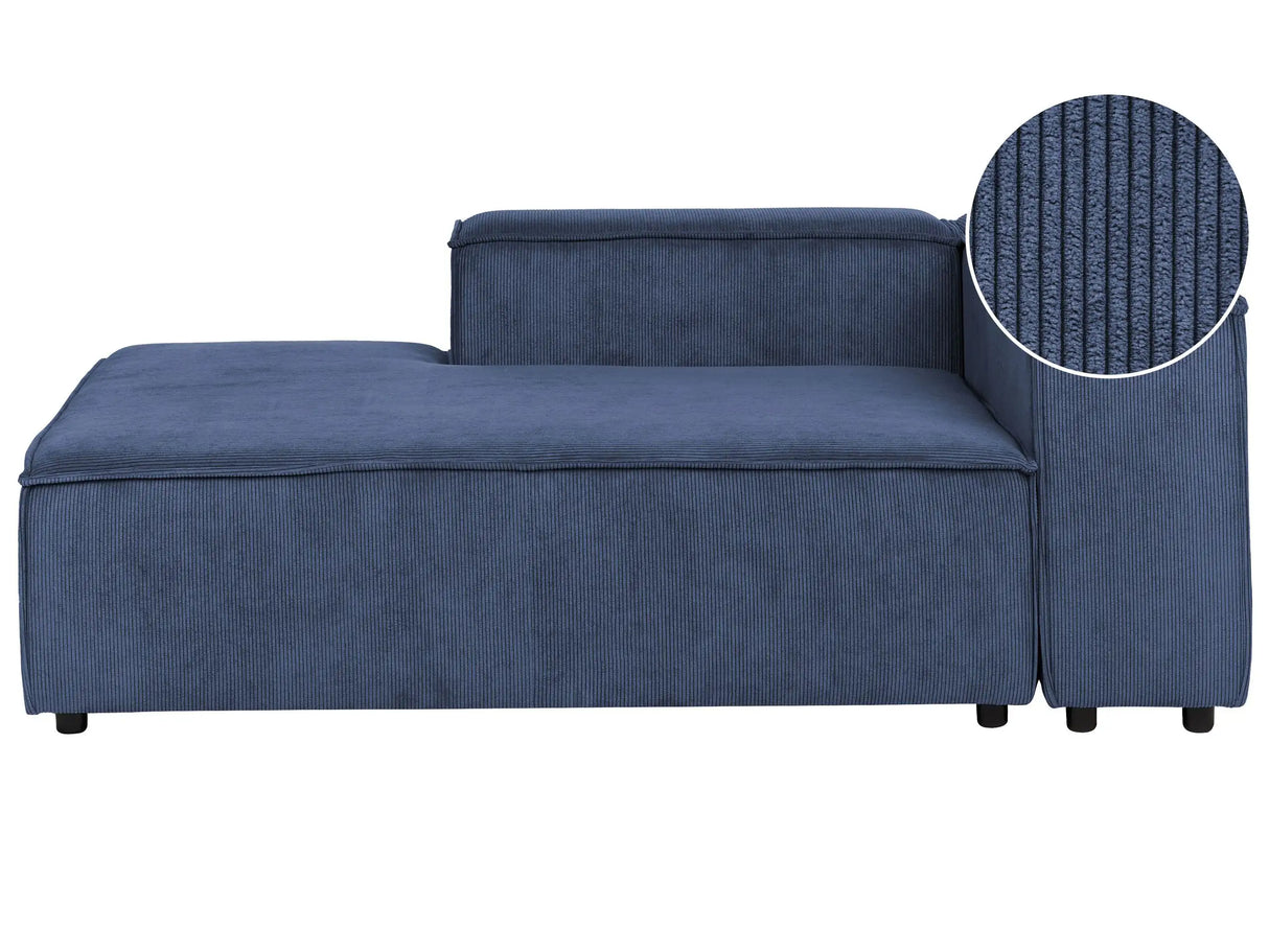 Chaise Lounge Dark Blue Cord Upholstery Synthetic Legs Right Hand Modern Living Room Beliani