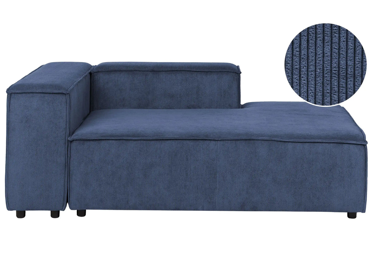 Chaise Lounge Dark Blue Cord Upholstery Synthetic Legs Left Hand Modern Living Room Beliani