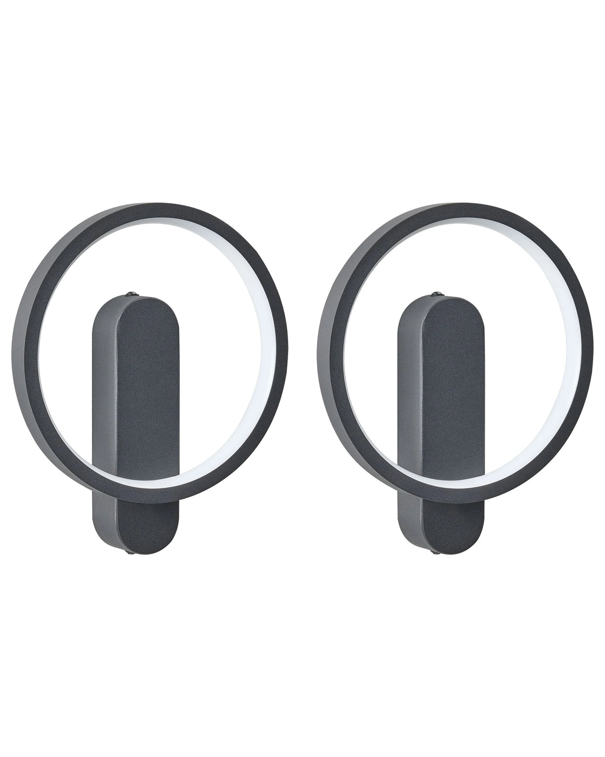 Set of 2 Wall Lamps LED Black Metal Silicone Round Shape Powder Coated Modern Style Beliani