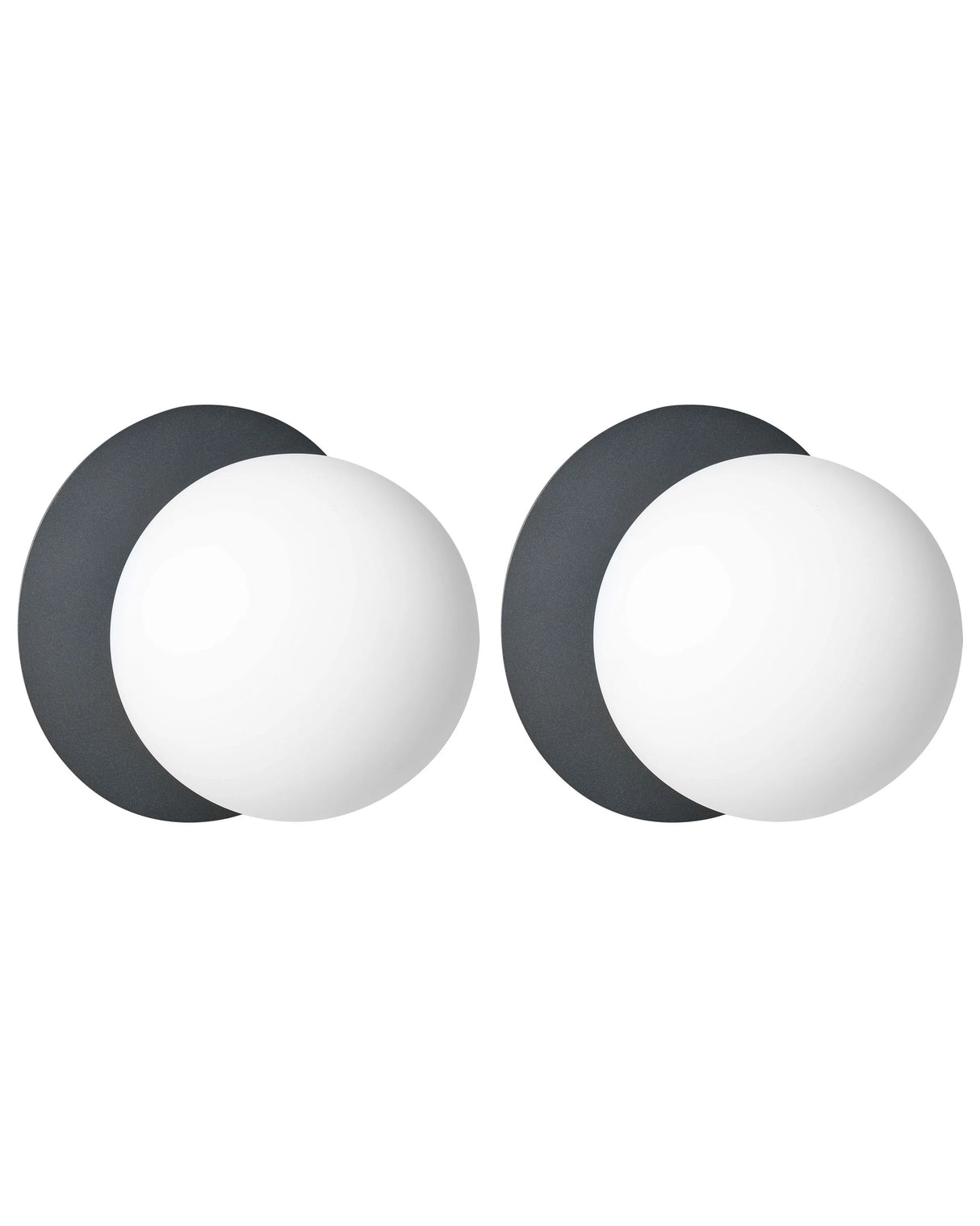 Set of 2 Wall Lamps Black Metal Base Glass Shade Modern Style Beliani