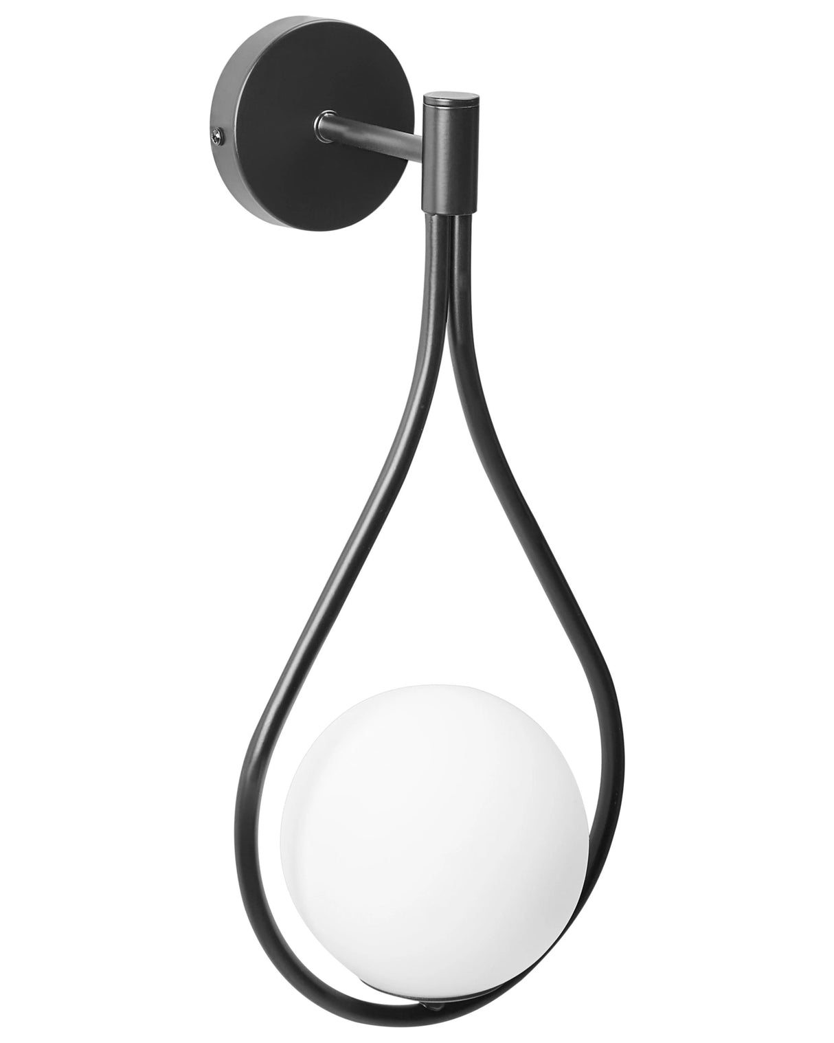 Wall Lamp Black Metal Base Glass Lampshade Elegant Tear Form Modern Glam Beliani