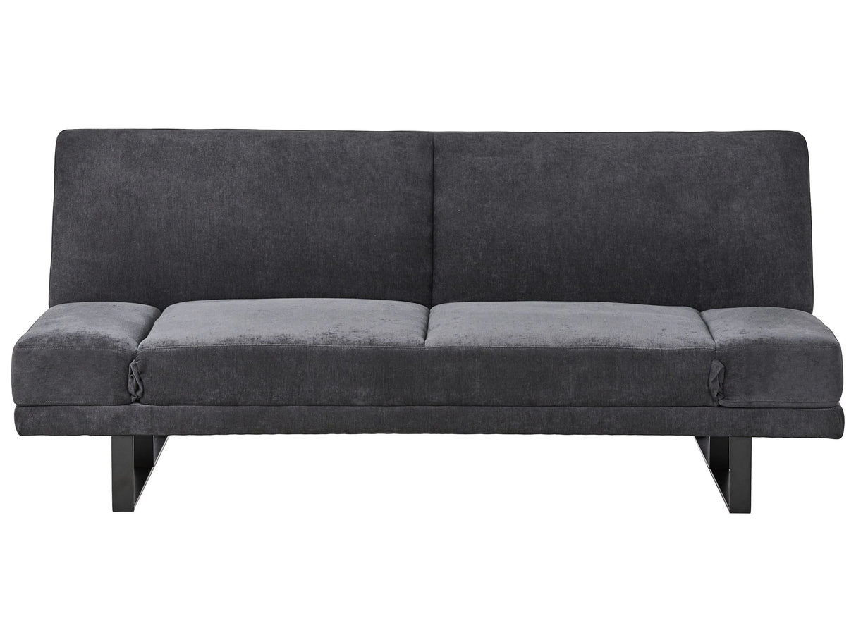 Sofa Bed Black Chenille Upholstery 3 Seater Click Clack Mechanism Adjustable Armrests Beliani