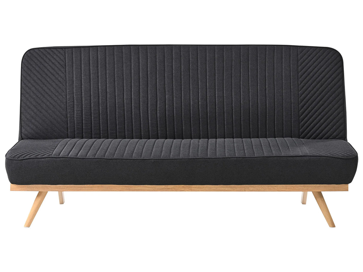 Sofa Bed Black Fabric Upholstery Metal Legs Wood Finish 2 Seater Tufted Backrest Seat Modern Design Armless Beliani