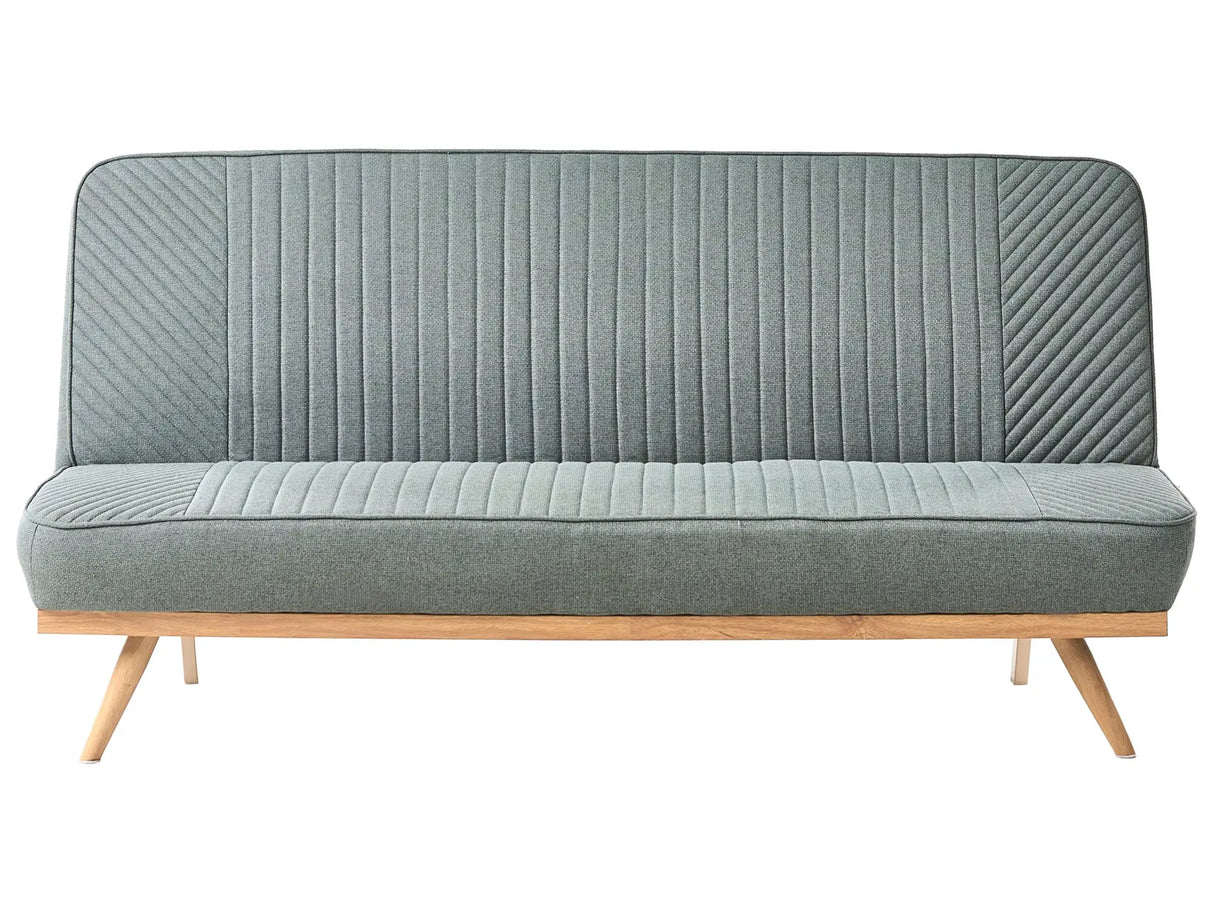 Sofa Bed Green Fabric Upholstery Metal Legs Wood Finish 2 Seater Tufted Backrest Seat Modern Design Armless Beliani