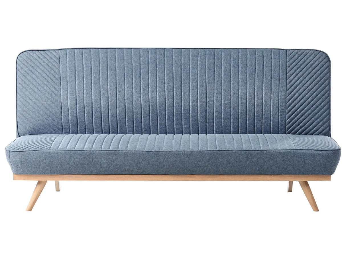 Sofa Bed Blue Fabric Upholstery Metal Legs Wood Finish 2 Seater Tufted Backrest Seat Modern Design Armless Beliani