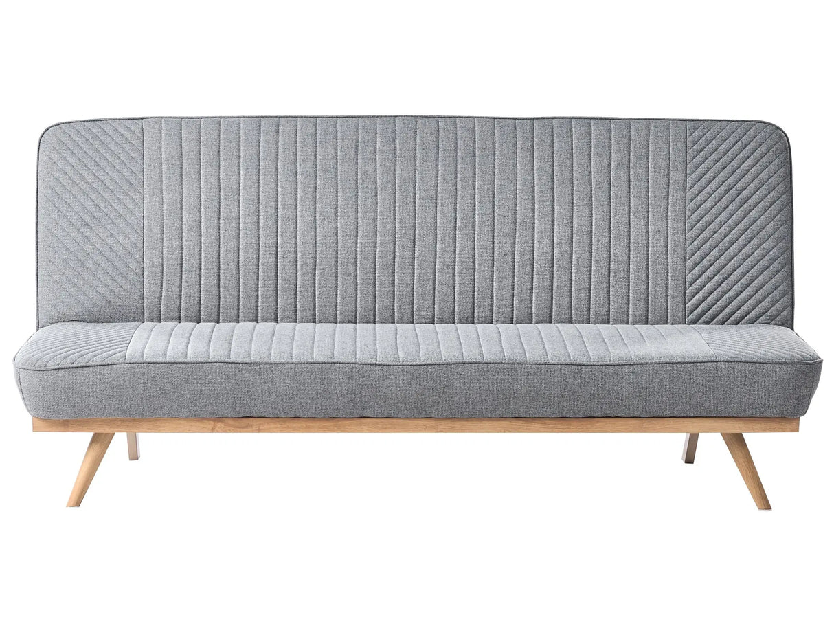 Sofa Bed Dark Grey Fabric Upholstery Metal Legs Wood Finish 2 Seater Tufted Backrest Seat Modern Design Armless Beliani