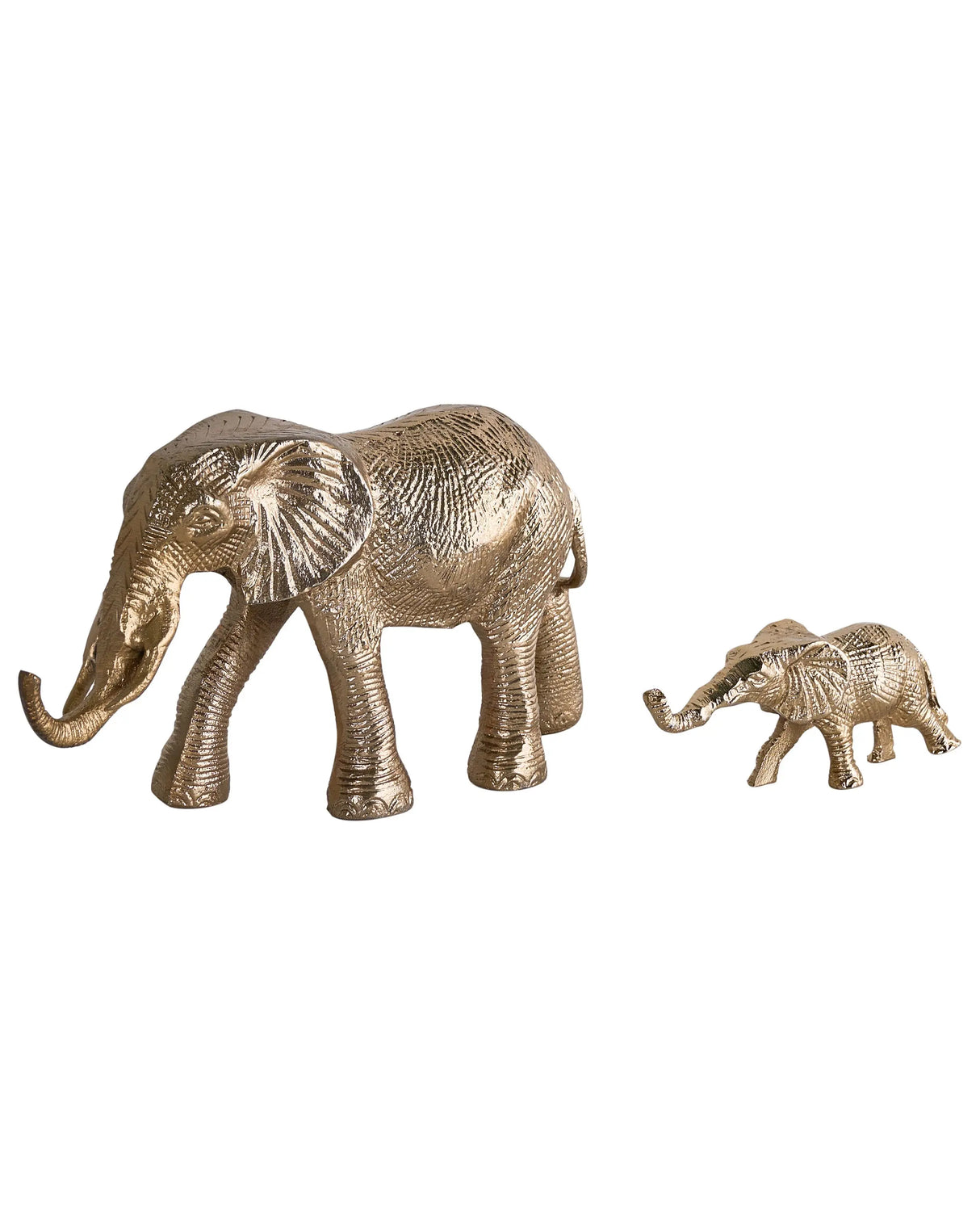 Set of 2 Decorative Figurines Gold Metal Animal Ornament Elephant for Displaying Decorative Ornament Beliani