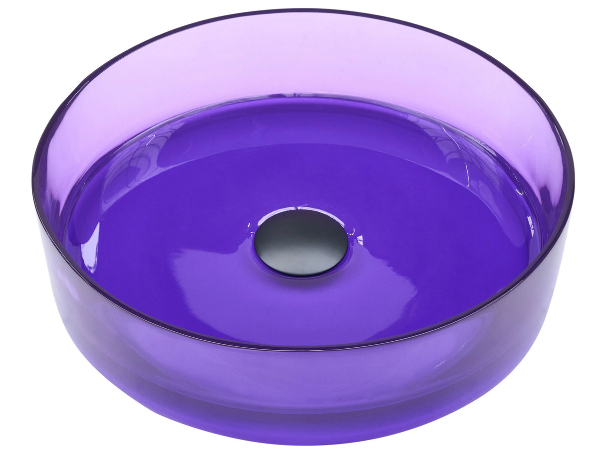Countertop Wash Basin Purple Solid Surface 360 mm Semi-Transparent Round Bathroom Sink Beliani