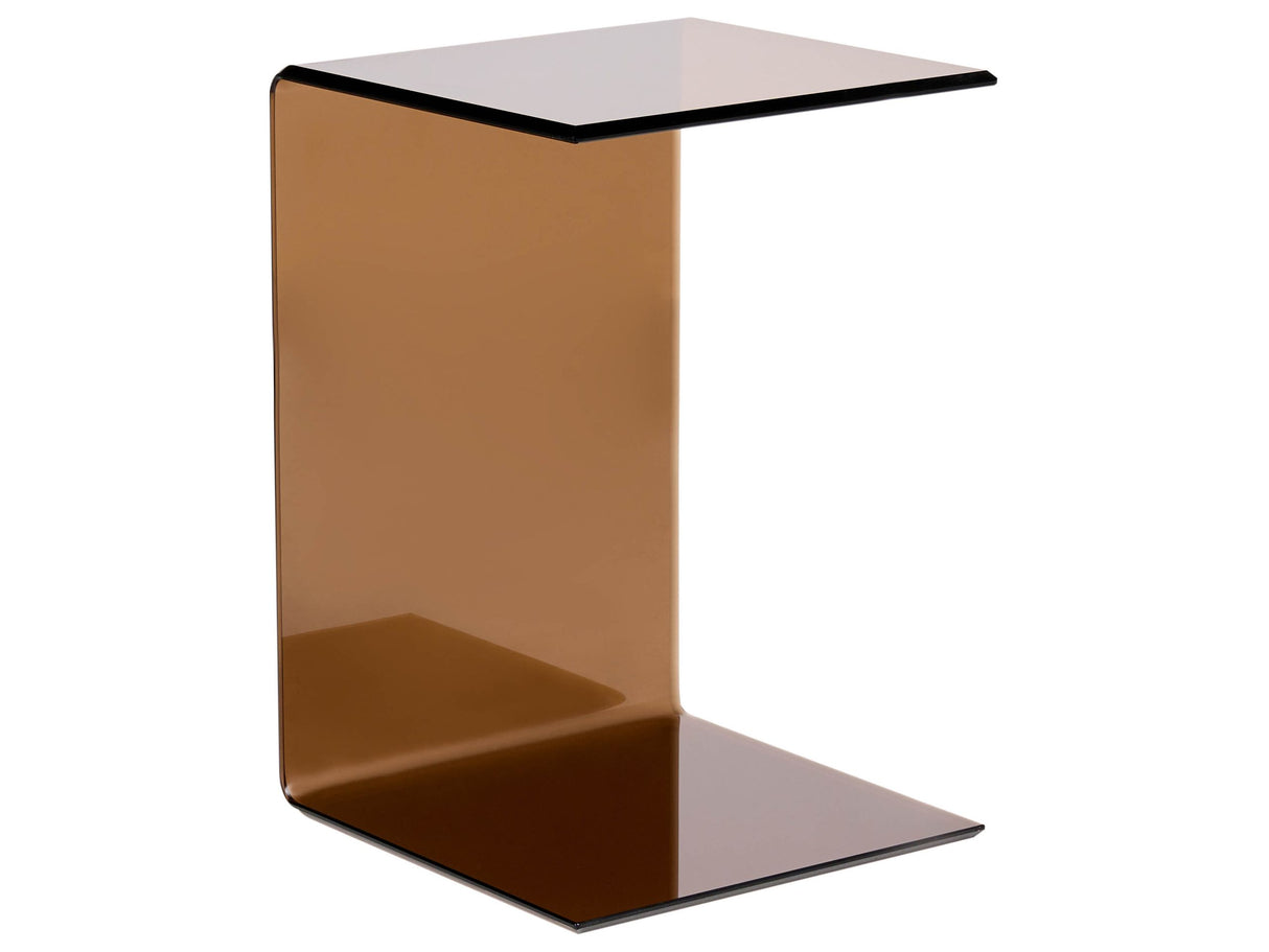 Side End Table Semi-Transparent Brown Glass 40 x 61 cm Cantilever Minimalist Beliani