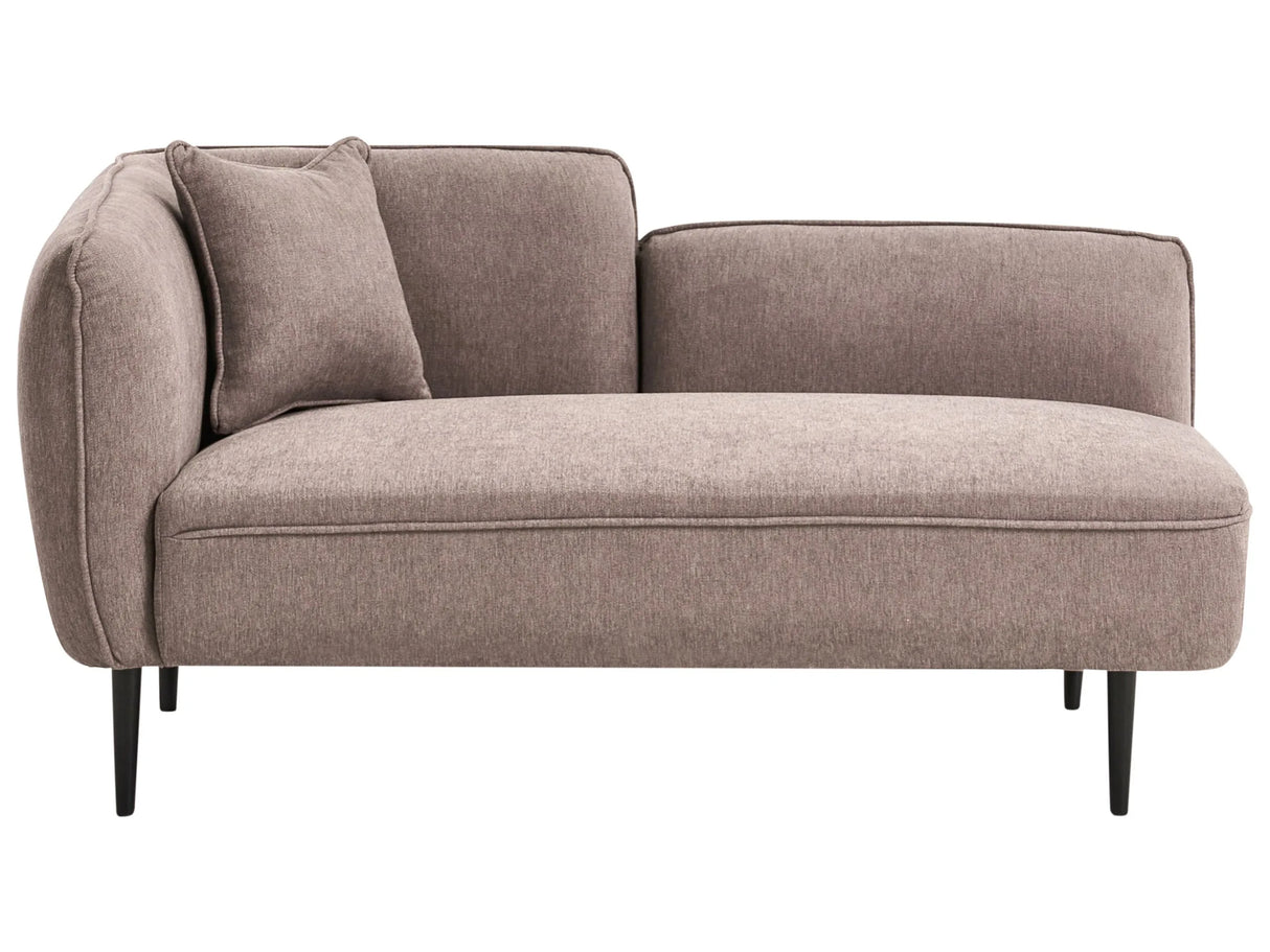 Chaise Lounge Light Brown Fabric Metal Legs Left Hand with Cushion Modern Design Beliani