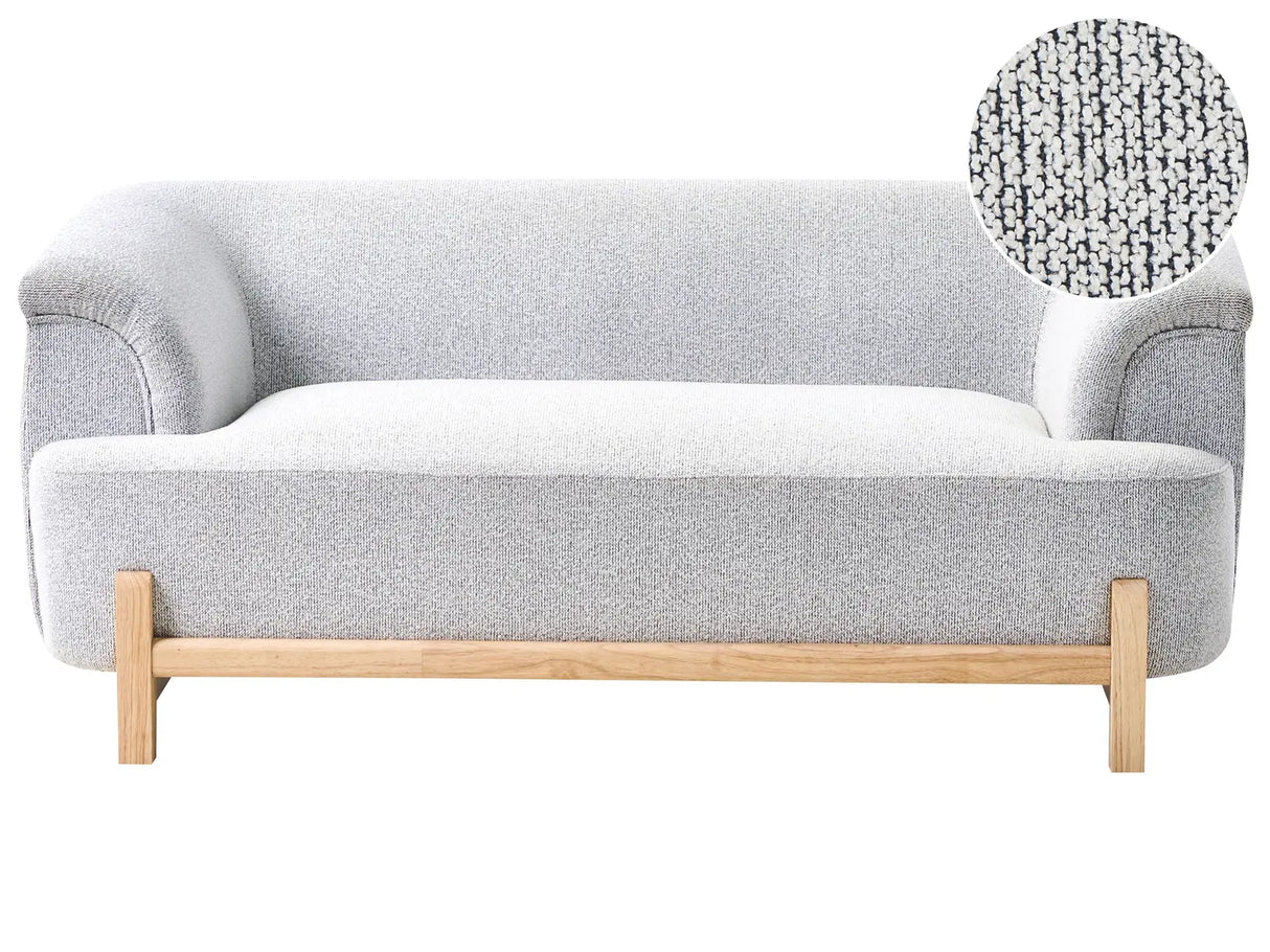 2 Seater Sofa Light Grey Polyester Upholstery Wooden Legs Living Room Modern Style Beliani