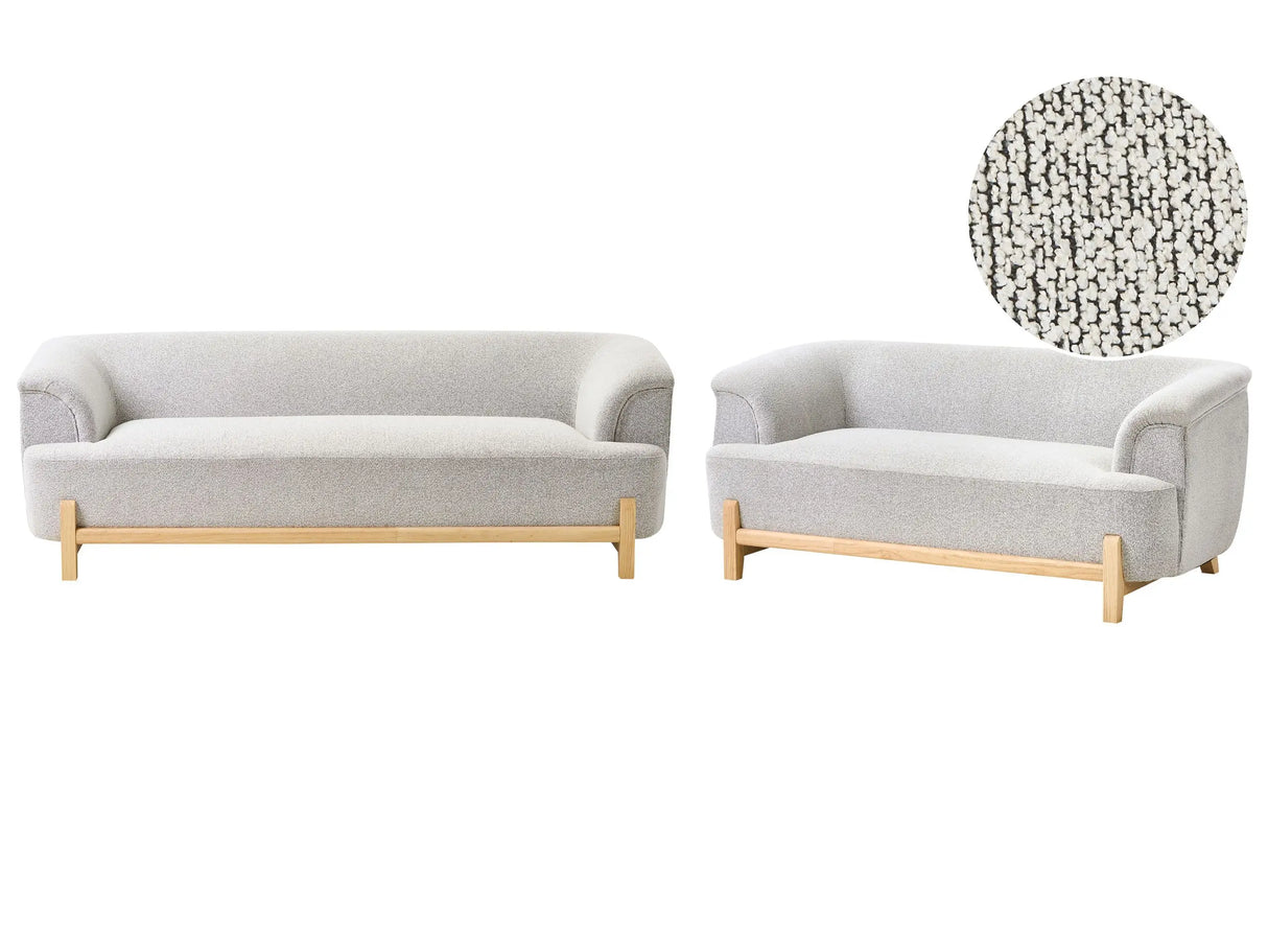 5 Seater Living Room Set Light Grey Polyester Upholstery Wooden Legs 2 Seater and 3 Seater Sofa Living Room Modern Style Beliani