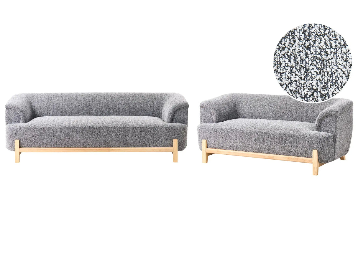 5 Seater Living Room Set Dark Grey Polyester Upholstery Wooden Legs 2 Seater and 3 Seater Sofa Living Room Modern Style Beliani