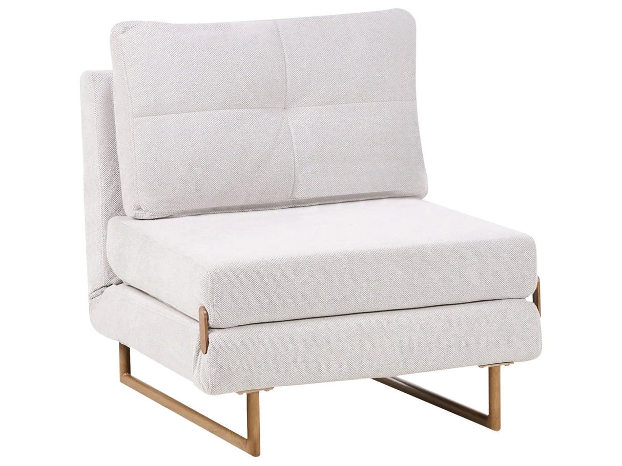 Single Sofa Bed Off White Fabric Chair Bed for 1 Person Fold Out Sleeper Armchair Beliani